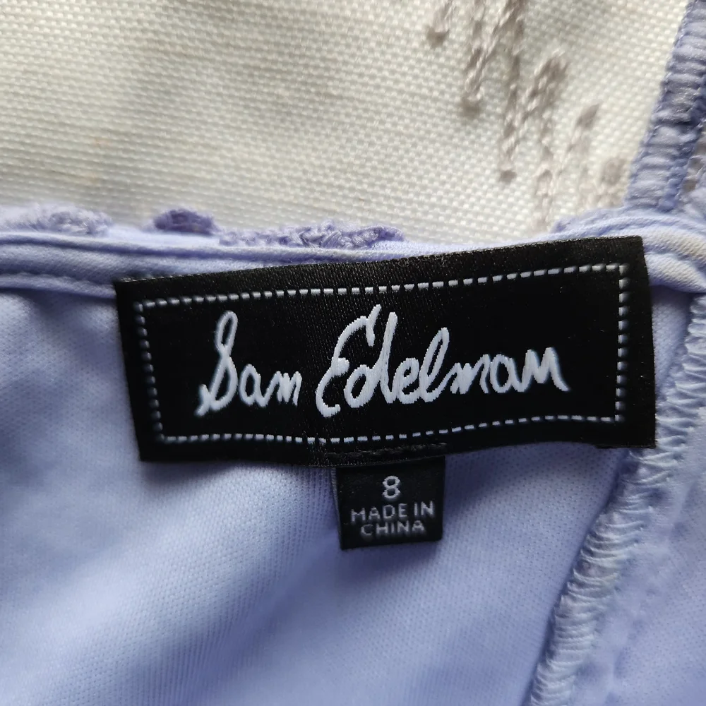 Sam Edelman Periwinkle Blue Lace Dress |‎ Circle Trim Embroidered | Size 8 - Picture 2 of 6